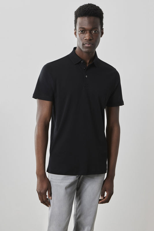 Men's 100% Pima Cotton Polo Shirt in Black from Robert Barakett | Robert Barakett Premium
