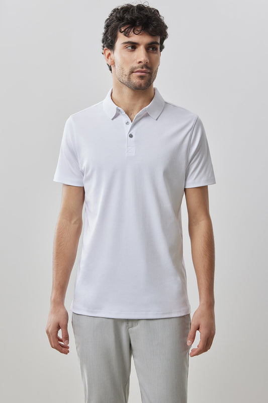Men's Pima Cotton Polo Shirt in White | Robert Barakett Discount