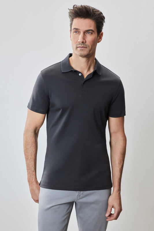 Men's Pima Cotton Polo Shirt in Charcoal | Robert Barakett Deals