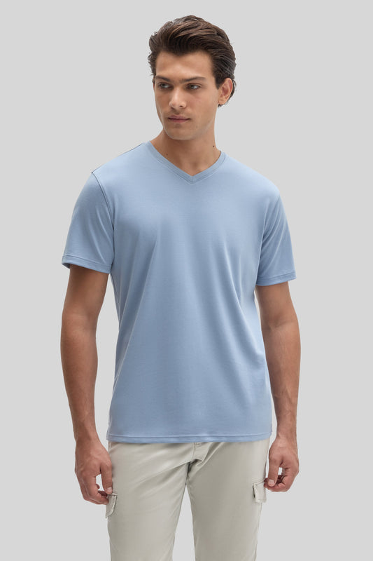 Men's Dover Blue Pima Cotton V-Neck T-Shirt | Robert Barakett Special Offer