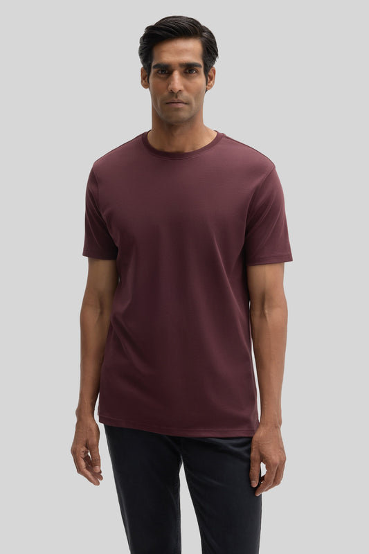 Men's Pima Cotton Crew Neck T-Shirt in Deep Bordeaux | Robert Barakett Trending