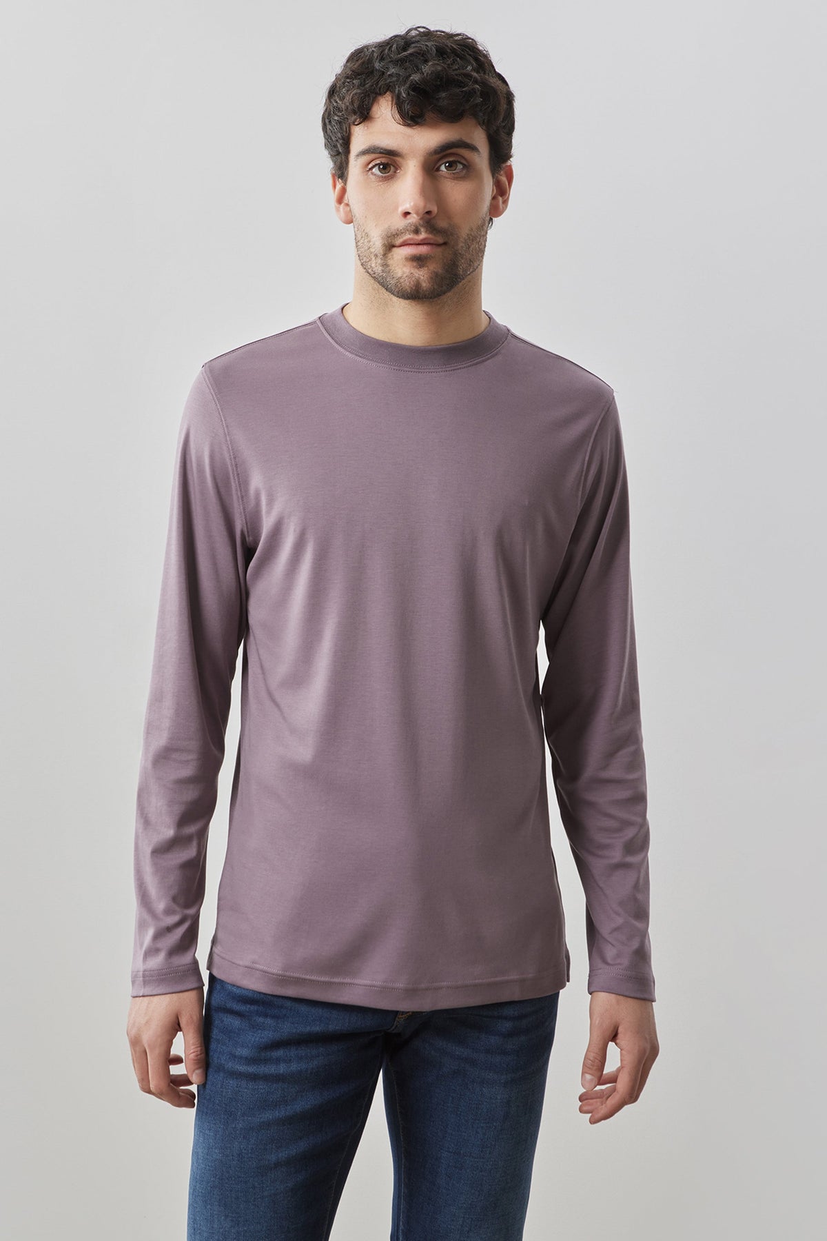Men's Pima Cotton Long Sleeve Tee in Evening Purple | Robert Barakett Trending