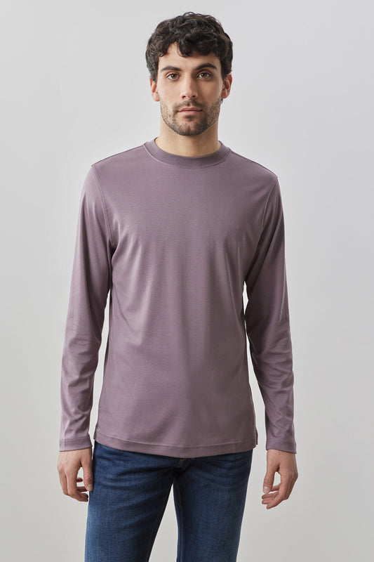 Men's Pima Cotton Long Sleeve Tee in Evening Purple | Robert Barakett Trending