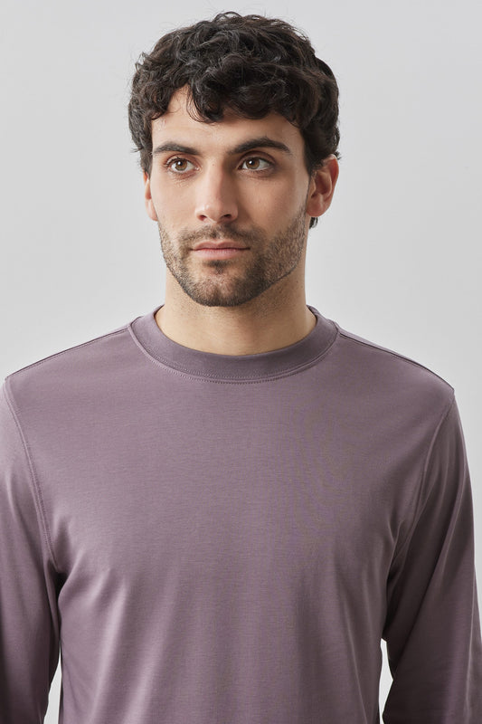 Men's Pima Cotton Long Sleeve Tee in Evening Purple | Robert Barakett Trending