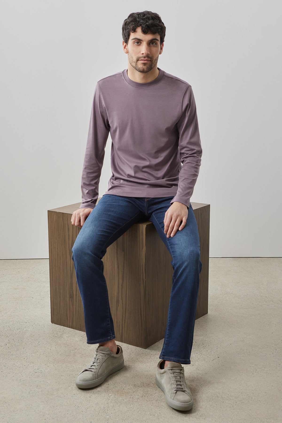 Men's Pima Cotton Long Sleeve Tee in Evening Purple | Robert Barakett Trending
